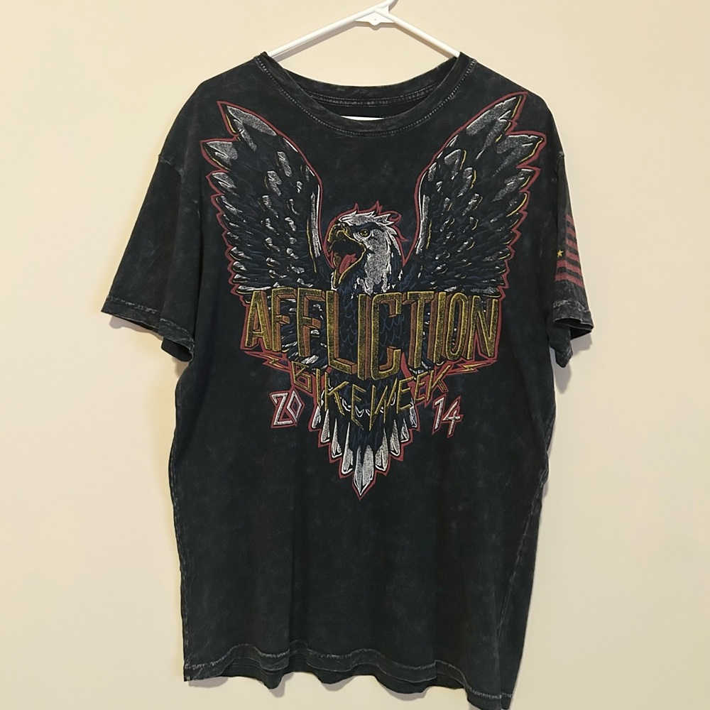 Affliction Men's Black and Red Graphic Tee